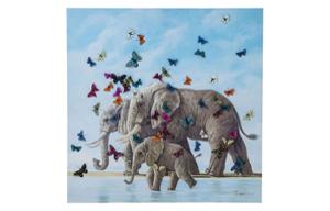 Картина Touched Elefants with Butterflys 120x120cm