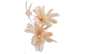 Декоративно цвете от пера 82 см бежово